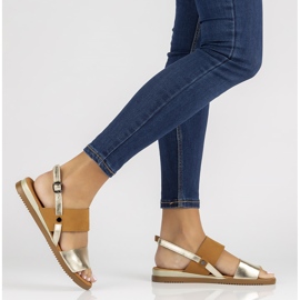 Nahkasandaalit Filippo DS3601 / 22 Go Br ruskea ja kulta kultainen 1