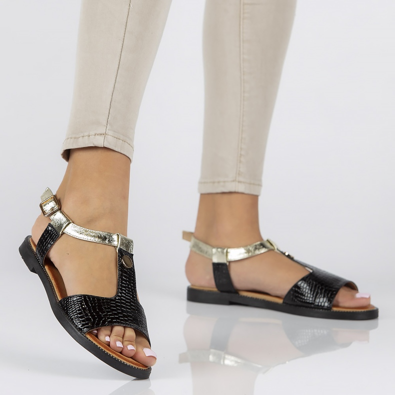 Filippo DS2099 / 22 Bk mustat sandaalit kultainen 2