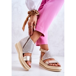 Nahkasandaalit Maciejka 05356-25 beige ja kulta kultainen 2