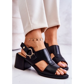 Nahkaiset korkeakorkoiset sandaalit La.Fi Black Leratto musta 1