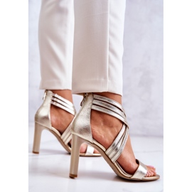 Lewski Shoes Naisten nahkasandaalit vetoketjulla Lewski-kengät 3138 Golden kultainen 2