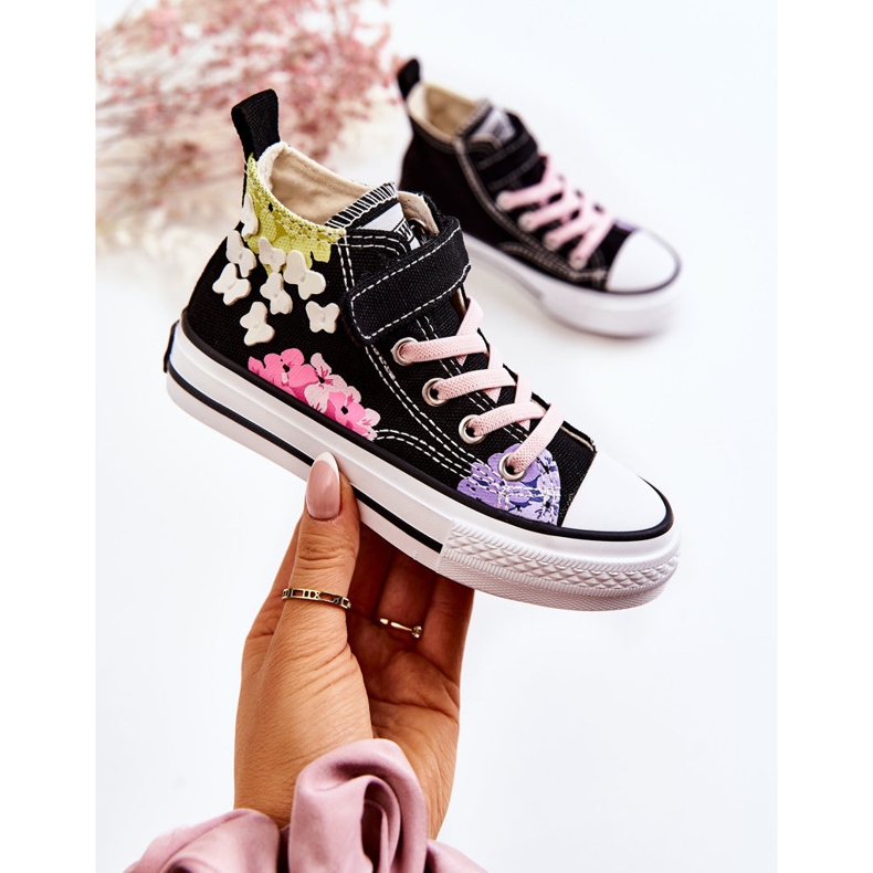 PA1 Korkeatasoiset lasten kankaiset tennarit, printti musta Dorry 1