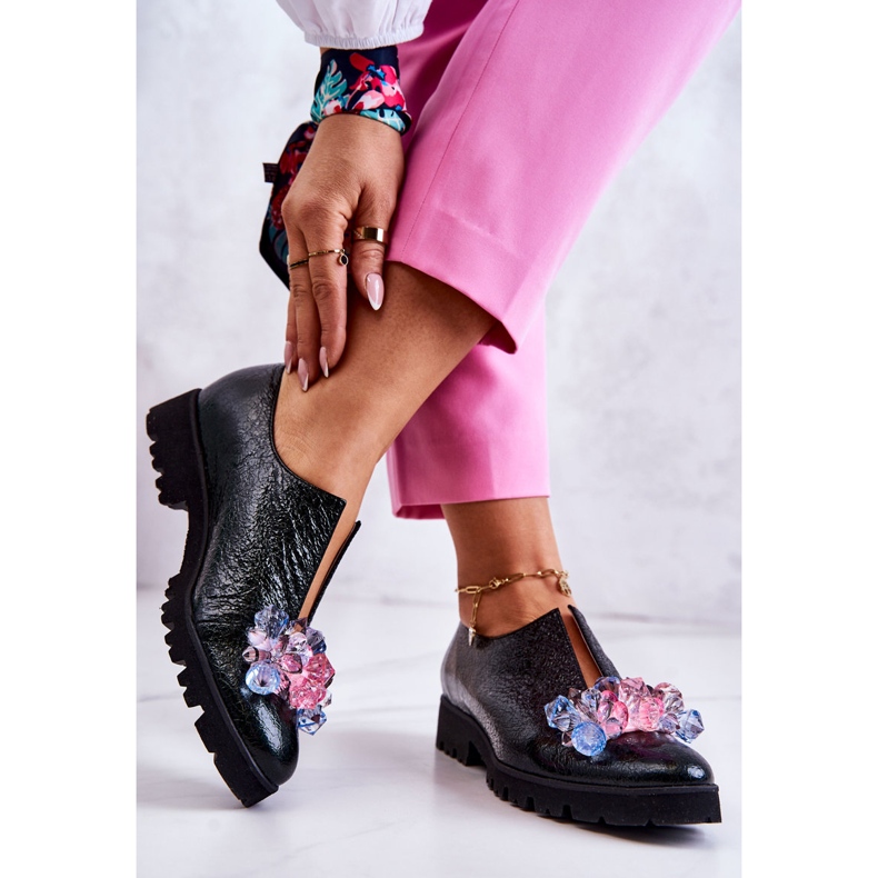 PA2 Tyylikkäät nahkakengät tummanvihreällä Cindy-koristeella 2