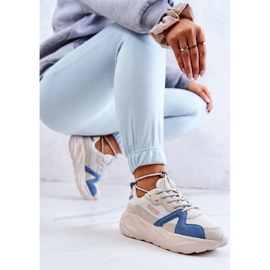 Naisten tennarit Memory Foam Big Star JJ274600 beige-sininen valkoinen 2