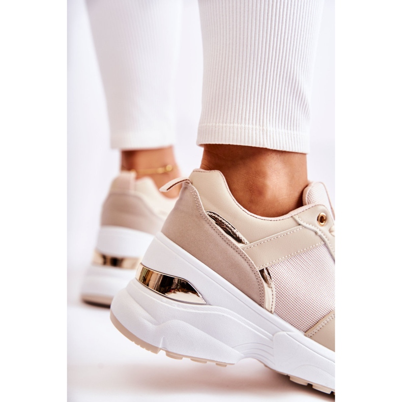 PG1 Naisten beigenväriset Activity Shiny Wedge -urheilukengät kultainen 2