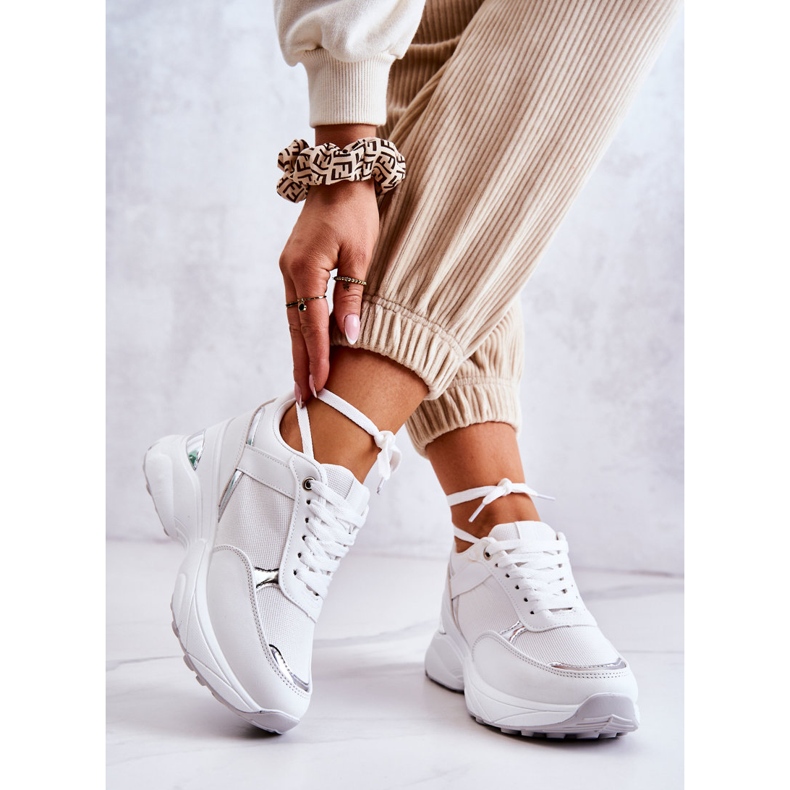 PG1 Naisten kiiltävät urheilukengät kiilalla, valkoinen aktiviteetti hopea 2