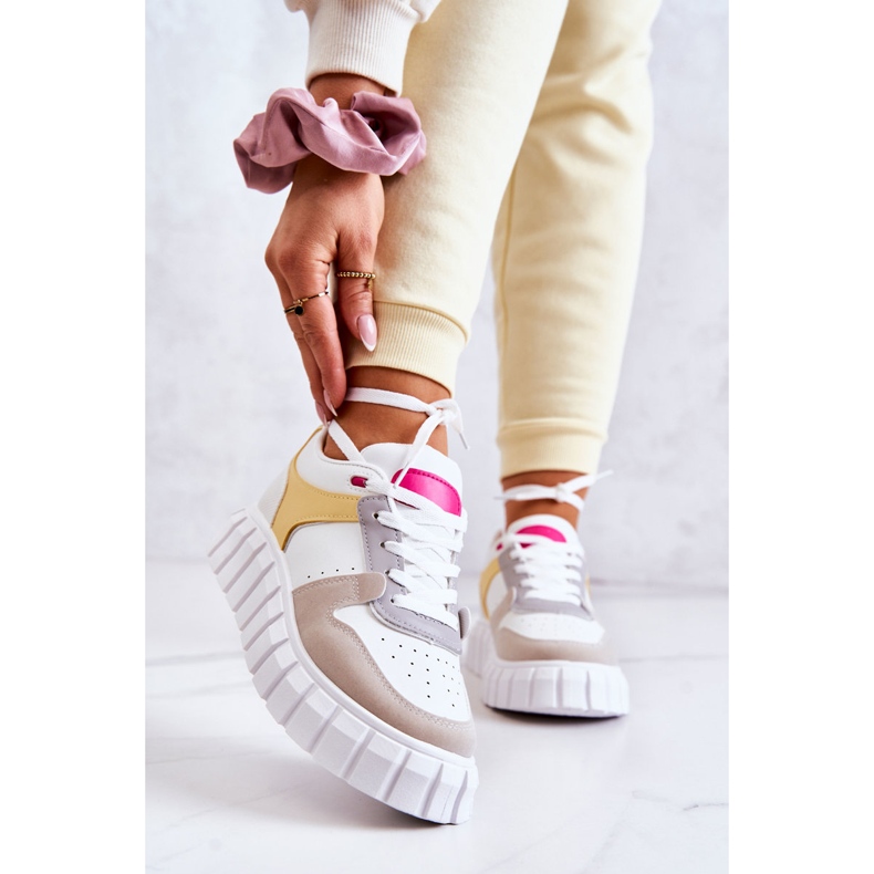 PS1 Naisten urheilulliset nahkakengät valkoisena ja beigenä Florentine valkoinen keltainen 1