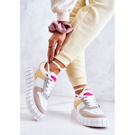 PS1 Naisten urheilulliset nahkakengät valkoisena ja beigenä Florentine valkoinen keltainen 2