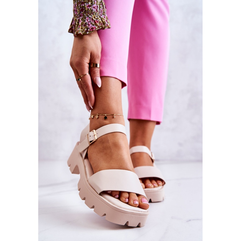 PS1 Nahkasandaalit Beige Sovie -korkokenkiin 1