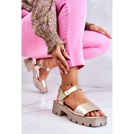 PS1 Nahkaiset korkeakorkoiset sandaalit Golden Sovie kultainen 1