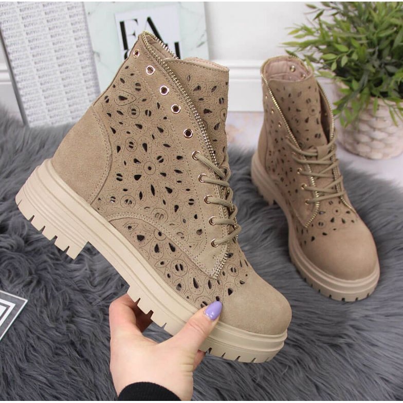 Harjakatkoiset nahkaiset kevätsaappaat beigeet Filippossa 1