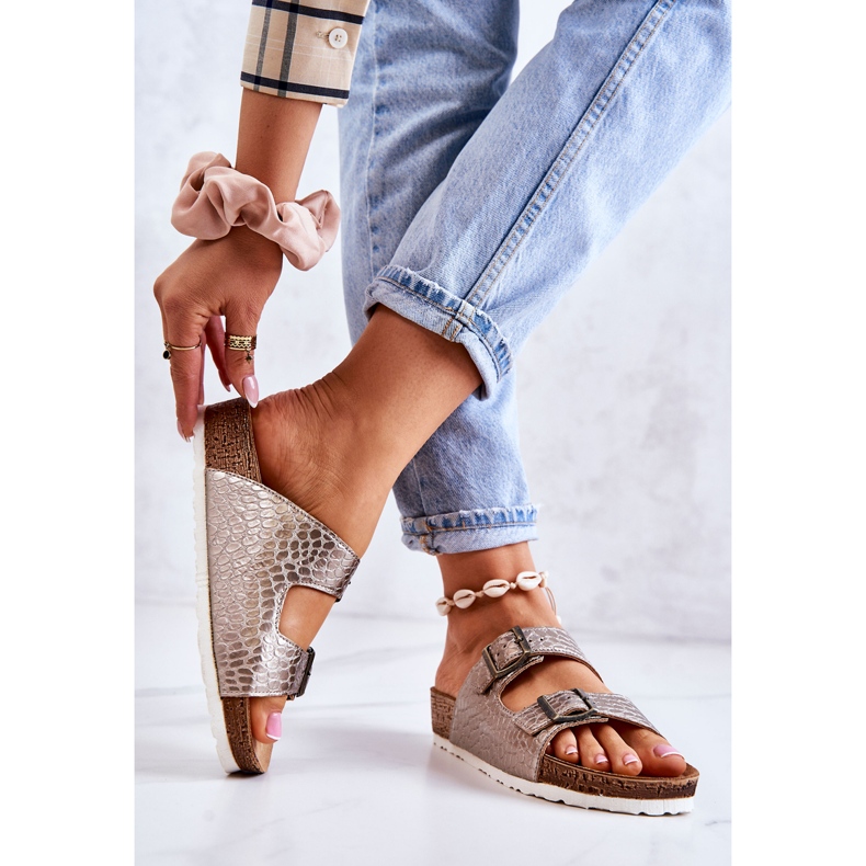 Naisten tossut soljet Inblu NM000027 hopea beige 2