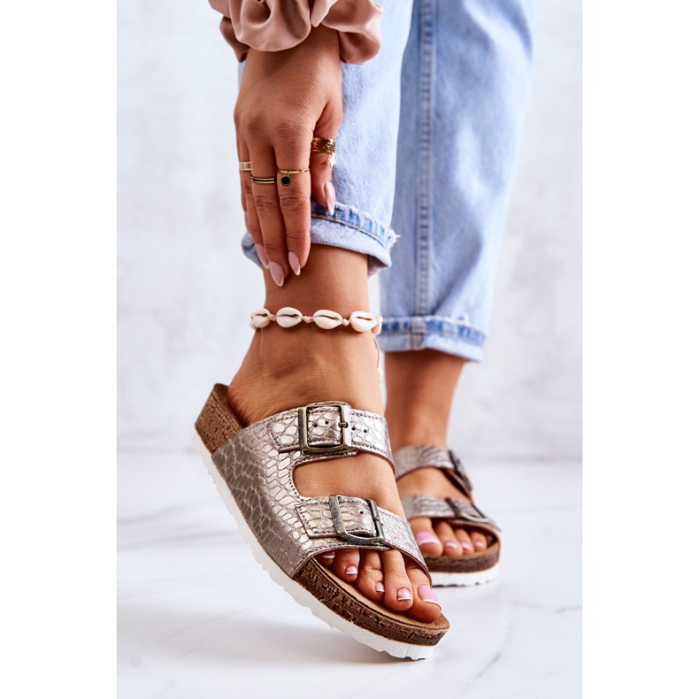 Naisten tossut soljet Inblu NM000027 hopea beige 1