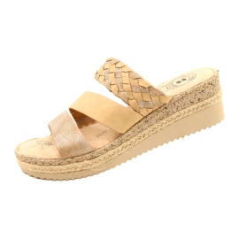 Naisten flip flops with with with wedge braid jezzi 22sd98-4566 beige 3