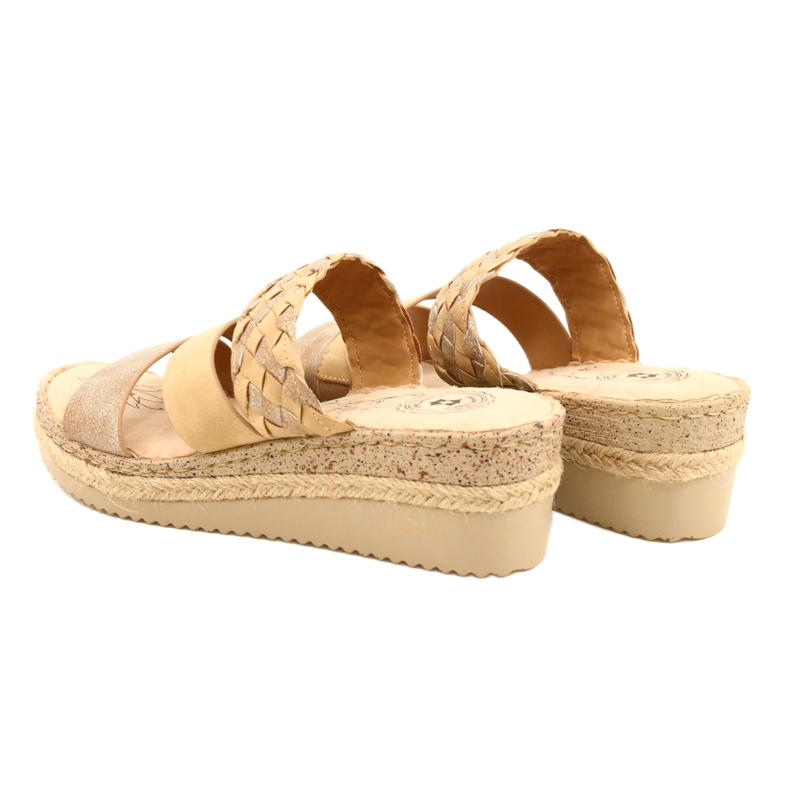 Naisten flip flops with with with wedge braid jezzi 22sd98-4566 beige 5