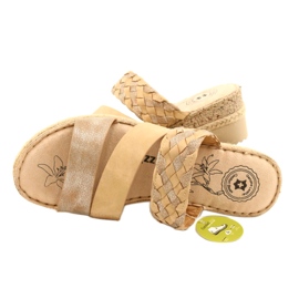 Naisten flip flops with with with wedge braid jezzi 22sd98-4566 beige 4