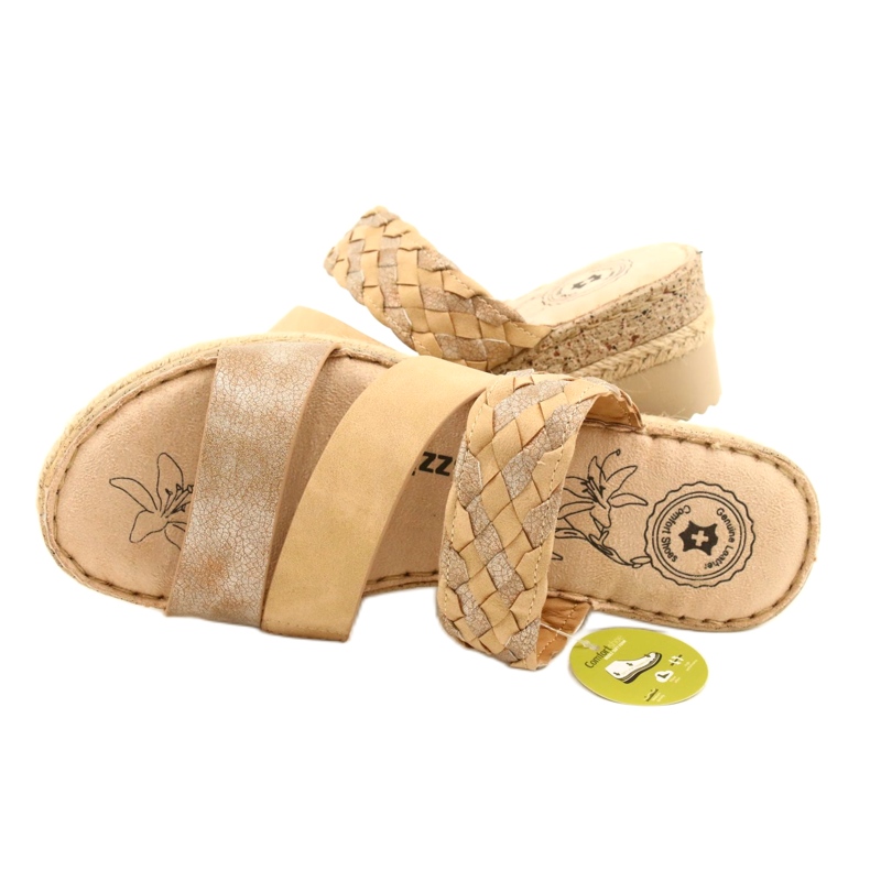 Naisten flip flops with with with wedge braid jezzi 22sd98-4566 beige 4