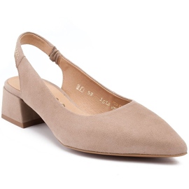 Marco Shoes Beige mokkanahkaiset sandaalit koristeellisilla suuttimilla 1