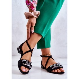 Naisten mokkanahkasandaalit ketjulla Laura Messi 2365 musta 2