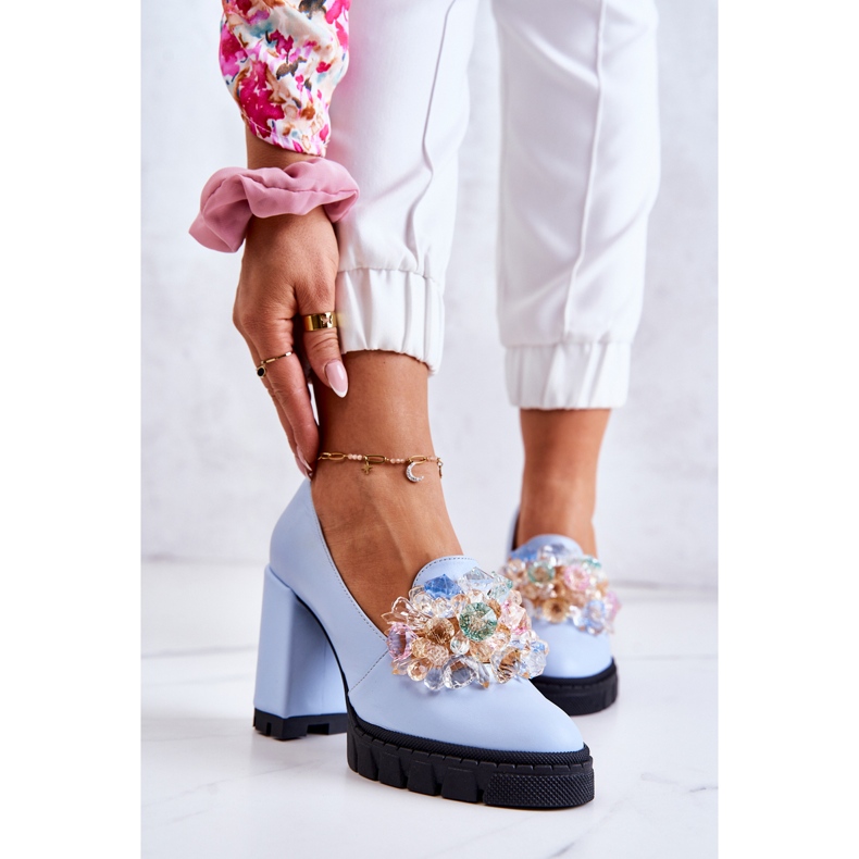 PA2 Tyylikkäät pumput, joissa on sileä sininen Caterine-koriste 1