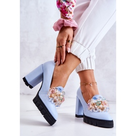 PA2 Tyylikkäät pumput, joissa on sileä sininen Caterine-koriste 2