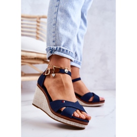 PS1 Naisten laivastonsiniset Veenus-sandaalit kiilakorolla sininen 2