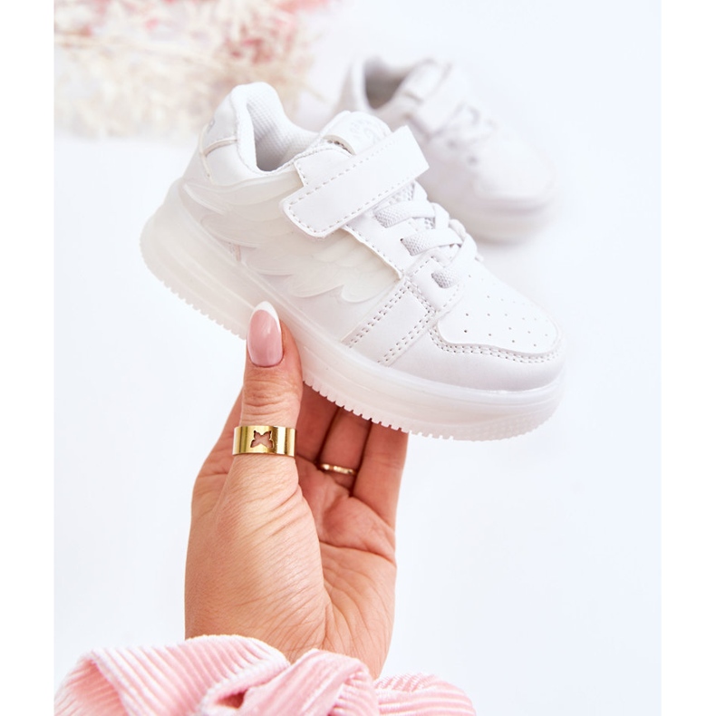 PA1 Lasten nahkaiset urheilukengät tarranauhalla White Angel valkoinen 1