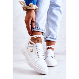 Vinceza Nahkaiset urheilukengät, joissa on valkoinen kaleriekoriste kultainen 1