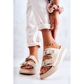 Naisten nahkaiset tossut soljella La.Fi beige Nariss 1