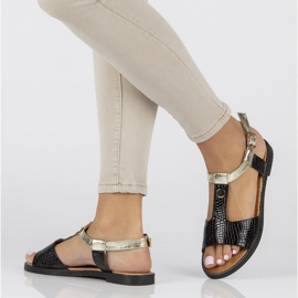 Filippo DS2099 / 22 Bk mustat sandaalit kultainen 1