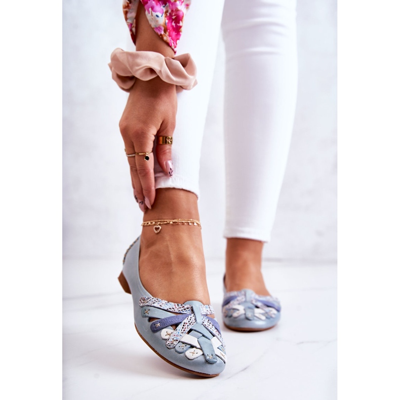 Naisten nahkaballerinat Maciejka 01358-34 Vaaleansininen 1