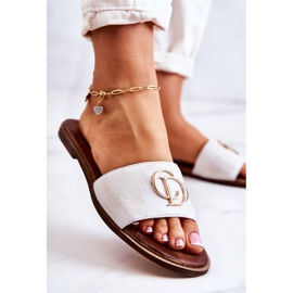 Naisten nahkatossut Nicole 2735, valkoinen ja kulta 2