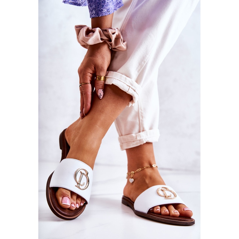 Naisten nahkaiset tossut Nicole 2735 valkoinen 2