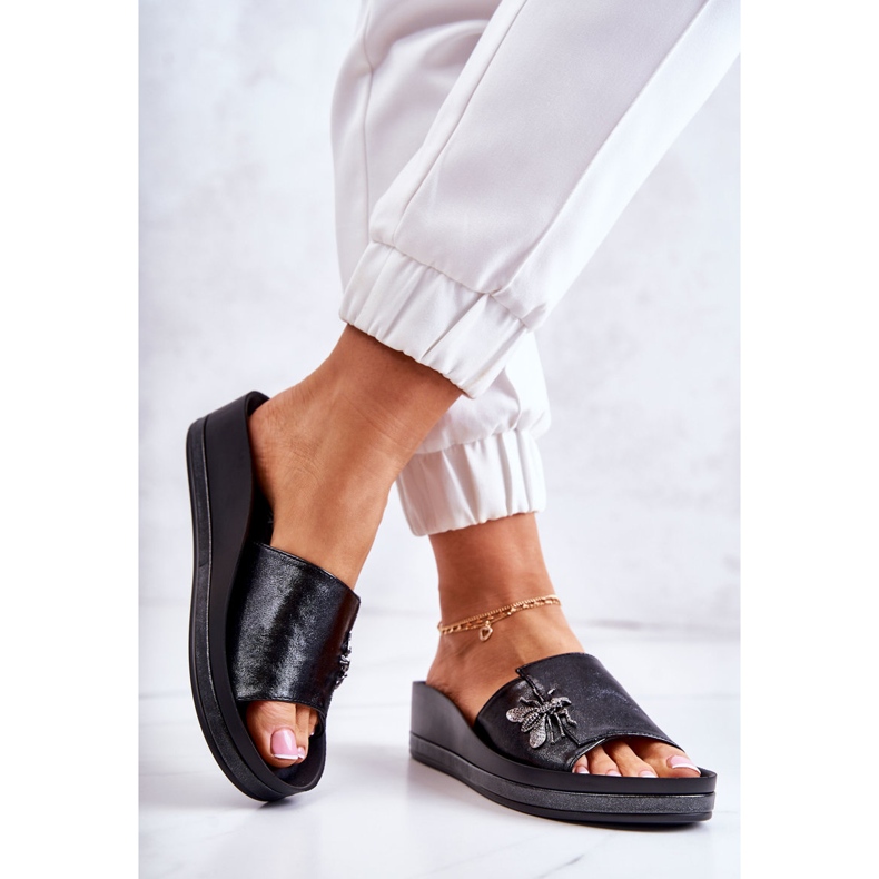 Vinceza Muodikkaat naisten tossut, joissa on koristelu mustalla aukolla 2