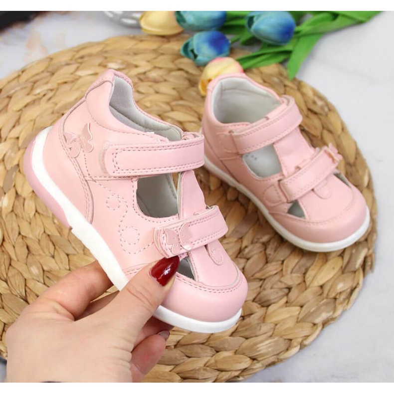 Tarranauhakengät American Club Jr AM892B pinkki vaaleanpunainen 1