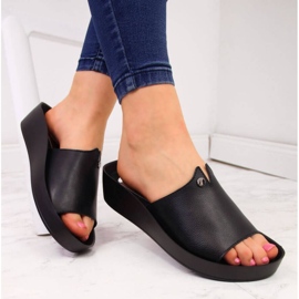 Nahkaiset alustatossut Filippo W PAW199A mustat 2