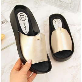 Nahkaiset alustatossut Filippo W PAW199B kultaiset kultainen 1