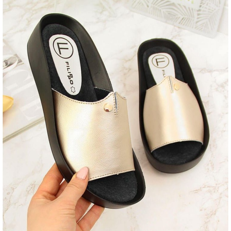 Nahkaiset alustatossut Filippo W PAW199B kultaiset kultainen 1