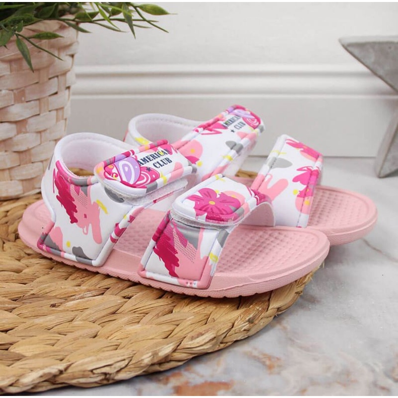 Vaahtosandaalit American Club Jr AM882A vaaleanpunainen tarranauha 2