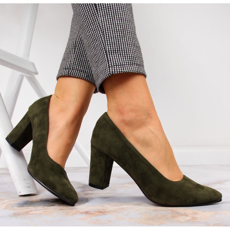 Pumput post mokkanahka oliivi Monique vihreä 1