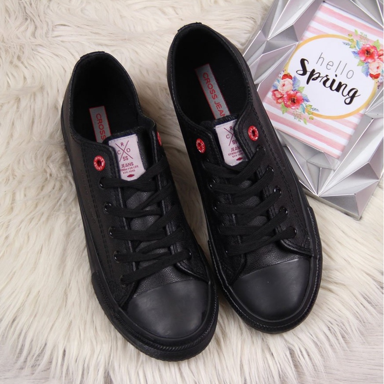 Matalat ekonahkaiset mustat Cross Jeans -lenkkarit 2