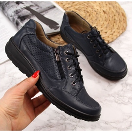 Naisten nahkakengät, joissa vetoketju laivastonsininen Helios 357 2