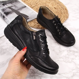 Naisten nahkakengät vetoketjulla musta Helios 357 2