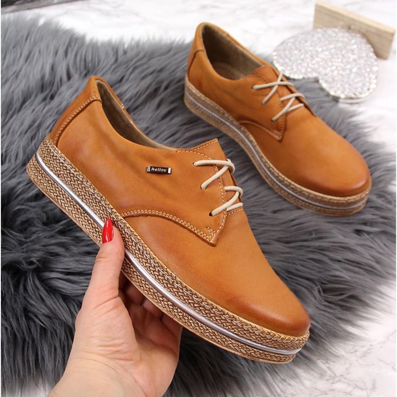 Naisten nahkakengät alustalla vaaleanruskeat Helios 380 2