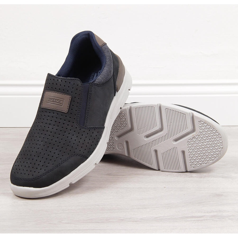 Miesten harjakattoiset nahkakengät, laivastonsininen Rieker 16455 2