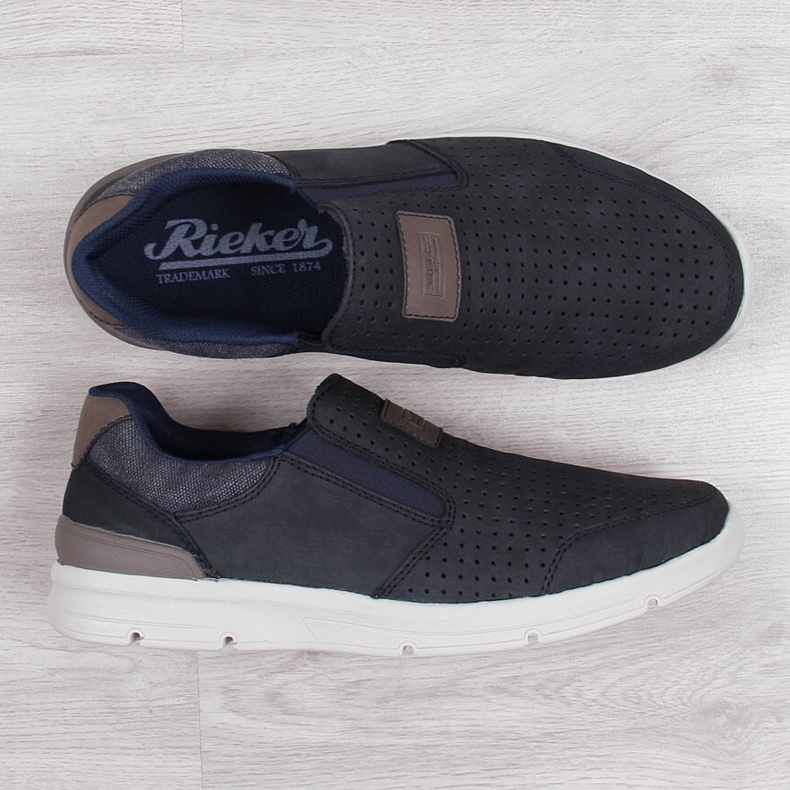 Miesten harjakattoiset nahkakengät, laivastonsininen Rieker 16455 1