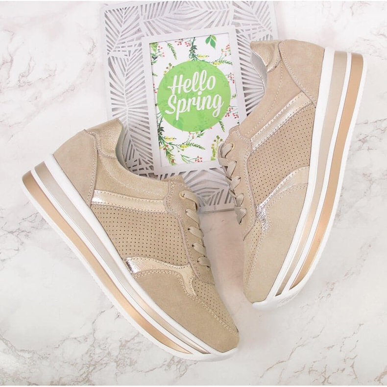 Naisten nahkaiset tennarit beigenvärisellä Filippo-tasolla 2