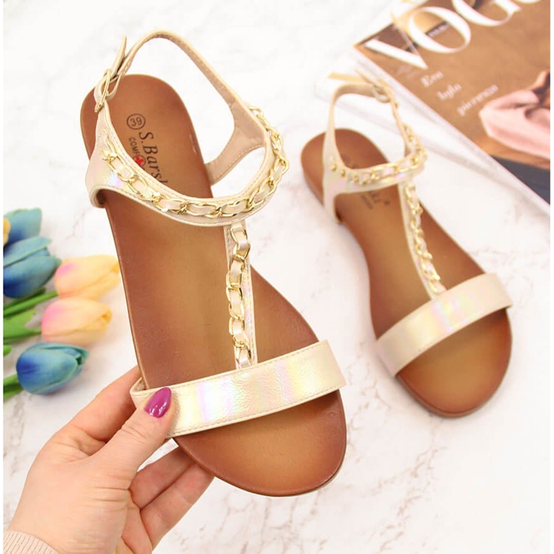 S.Barski Naisten sandaalit ketjulla holo beige S. Bararski 2