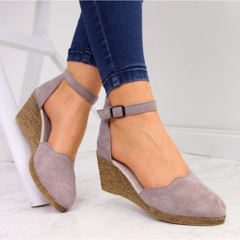 Nahkaiset naisten sandaalit kiilalla, likainen pinkki Filippo vaaleanpunainen 1