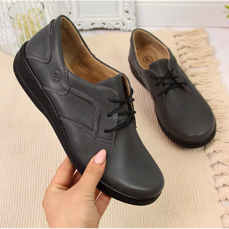 Harmaa Naisten nahkakengät Helios 715 2